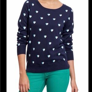 GAP Navy Sweater with Heart‎ Pattern Gap Women's Pullover Classic Sweater Size M